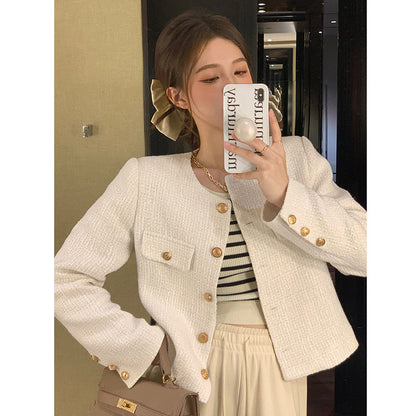 Damen Kurzblazer Goldene Knöpfe Moderner Schnitt