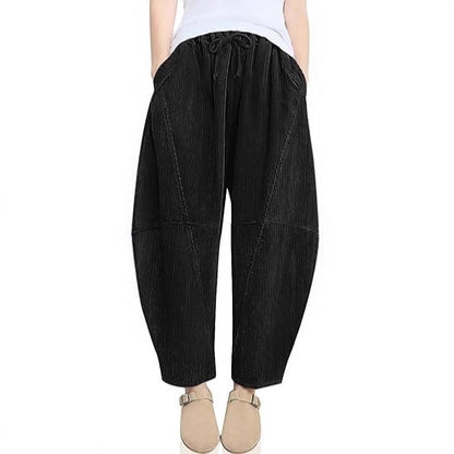 Damen High-Waist Freizeithose Kordelzug Beige