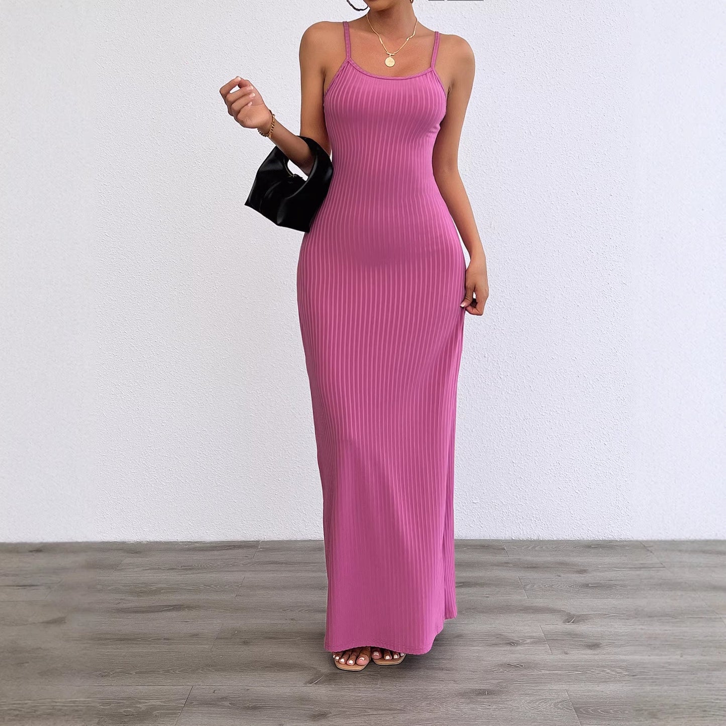 Damen Maxikleid Figurbetont Rippstruktur Norvielle