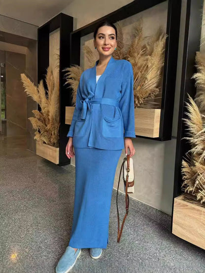 Damen Bleistiftkleid mit Blazerjacke und Taschen