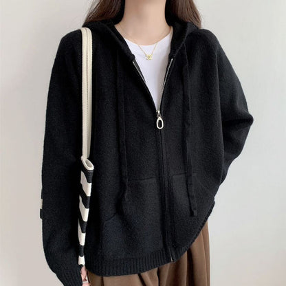 Damen Oversized Kapuzenjacke Kurz Schnitt Praktische Taschen