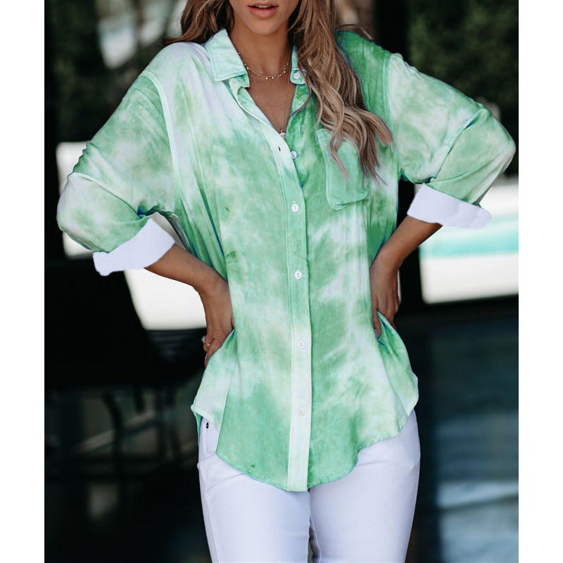 Damen Hemdbluse Batikdesign Leicht Blume
