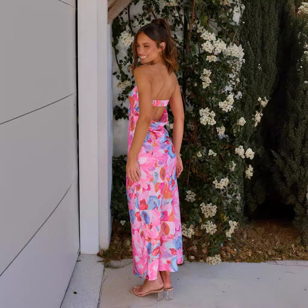 Damen Maxi-Kleid Schulterfrei Floralmuster Norvielle