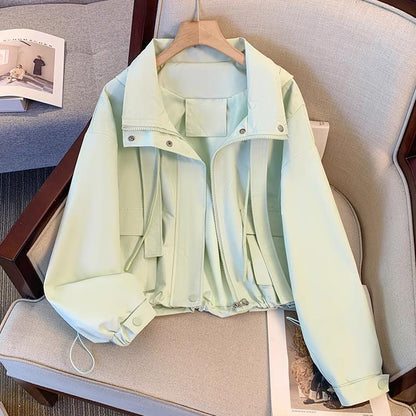 Damen Übergangsjacke Leicht Verstellbarer Bund Praktische Taschen
