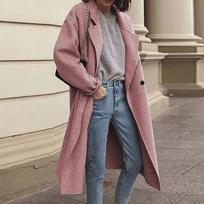 Damen Oversized Wollmantel Klassisches Design