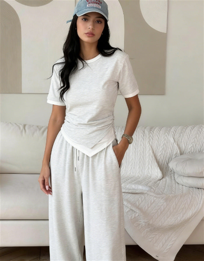 Damen Set Kurzarmshirt und weite Hose Norvielle