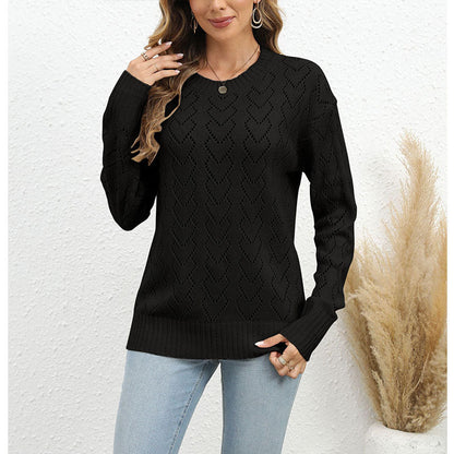 Damen Strickpullover Herzmuster