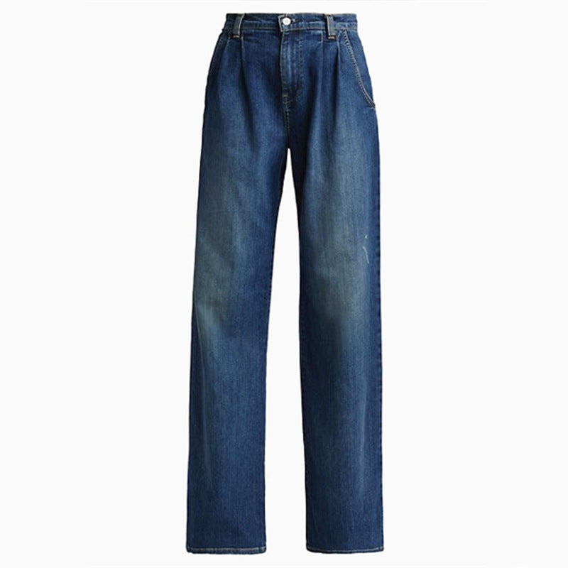 Damen Weite Jeans Hochbund Lässiger Schnitt