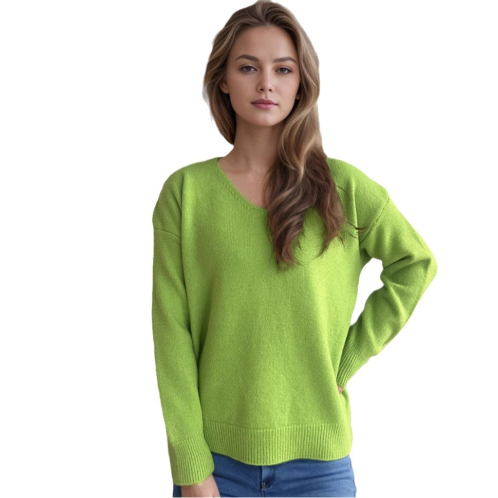 Damen Pullover V-Ausschnitt Weiches Strickstoff Norvielle