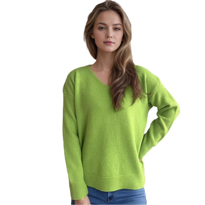 Damen Pullover V-Ausschnitt Weiches Strickstoff Norvielle