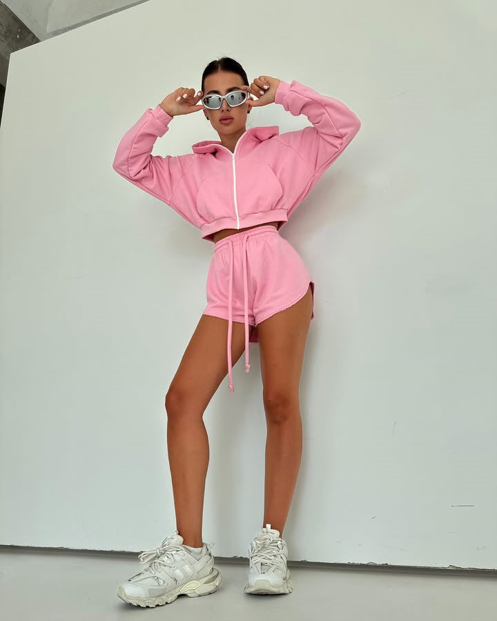 Damen Hoodie-Set Reißverschluss Elastischer Bund Norvielle