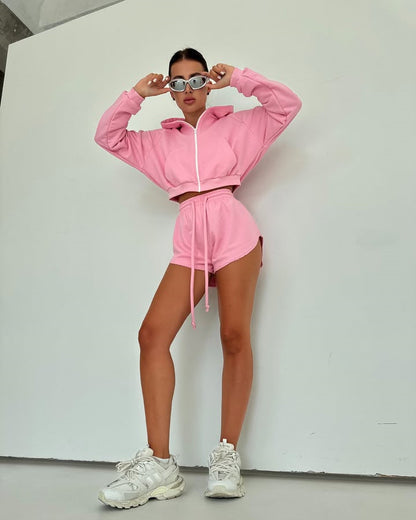 Damen Hoodie-Set Reißverschluss Elastischer Bund Norvielle