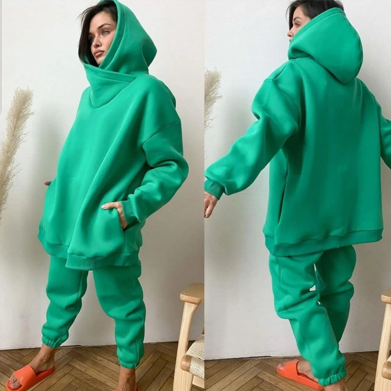 Damen Oversized Kapuzenpullover Jogginghose Set