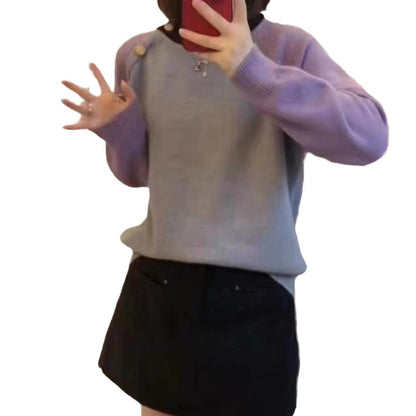 Damen Strickpullover Große Knöpfe Norvielle