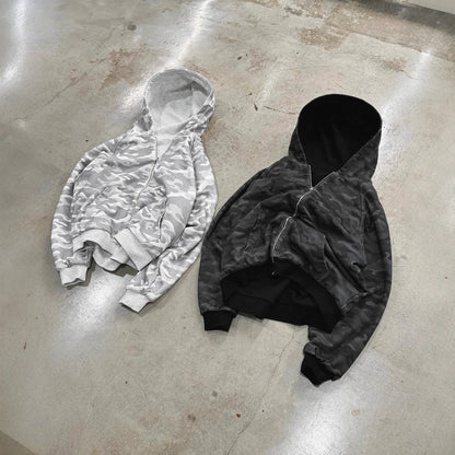 Damen Kapuzenpullover Camouflage Muster Breite Bündchen Norvielle