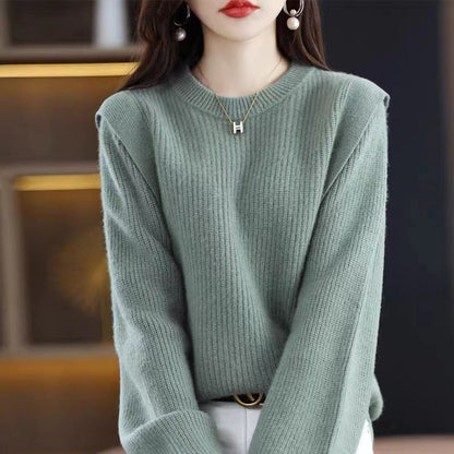 Damen Grobstrickpullover Rundhalsausschnitt