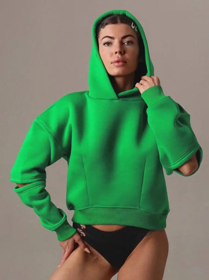 Damen Cropped Hoodie Kapuze Lässig Norvielle