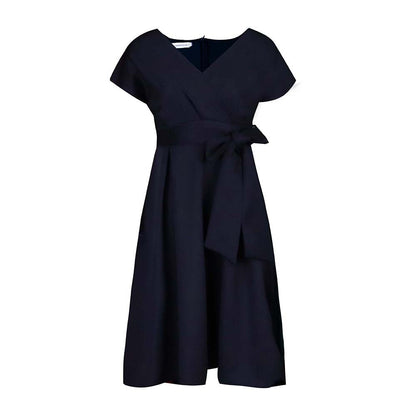 Damen Wickelkleid V-Ausschnitt Gürtel Norvielle