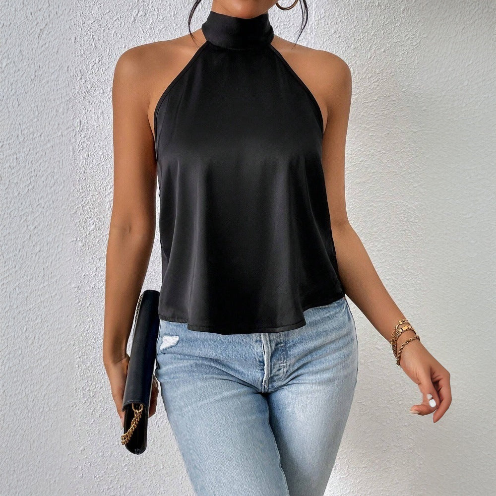 Damen Haltertop Seide Elegantes Design