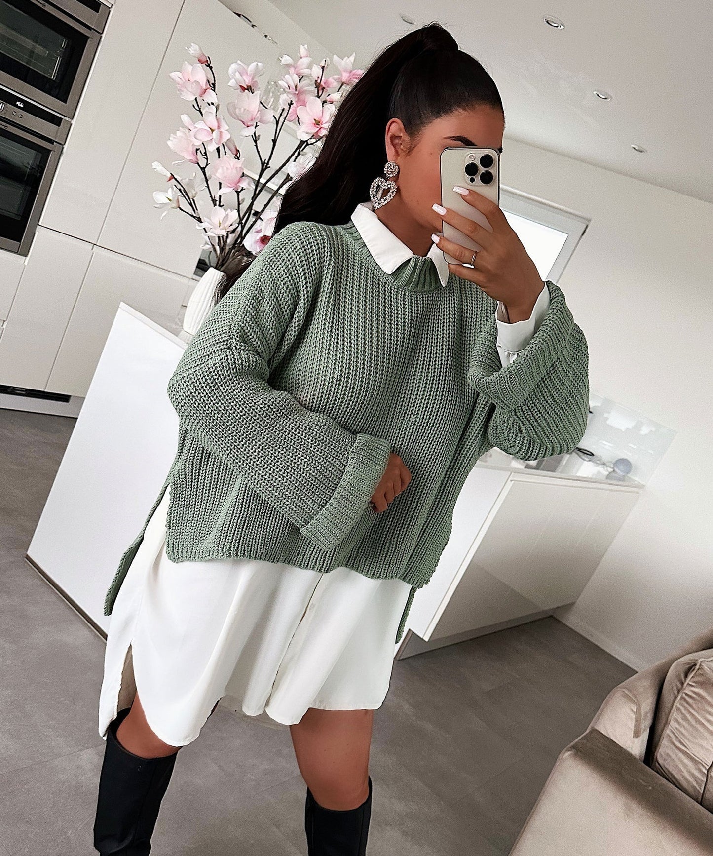 Damen Pullover Strukturiert Weit Norvielle