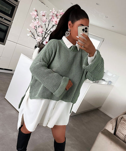 Damen Pullover Strukturiert Weit Norvielle