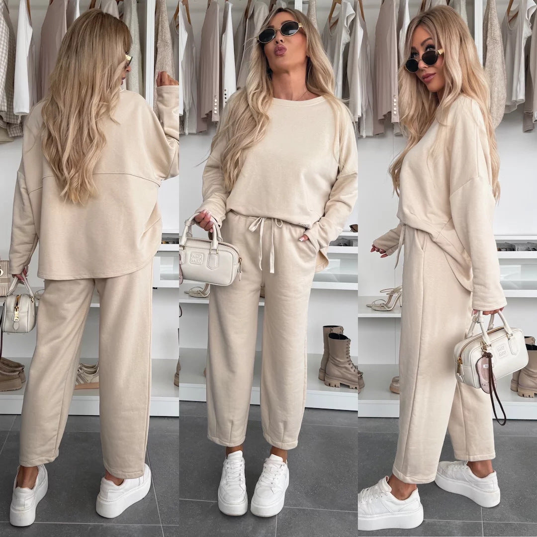 Damen Loungewear-Set Elastischer Bund Sweatshirt Bequem - Norvielle