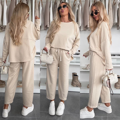 Damen Loungewear-Set Elastischer Bund Sweatshirt Bequem - Norvielle