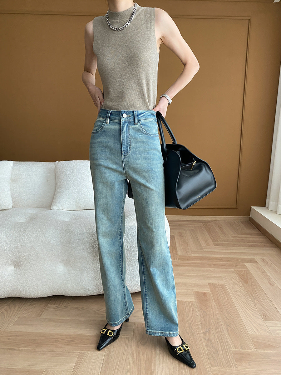 Damen Weite Jeans Hochgeschnittenes Modell Norvielle