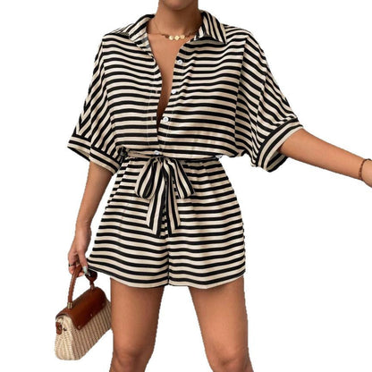 Damen Kurzoverall Gestreift Von Norvielle