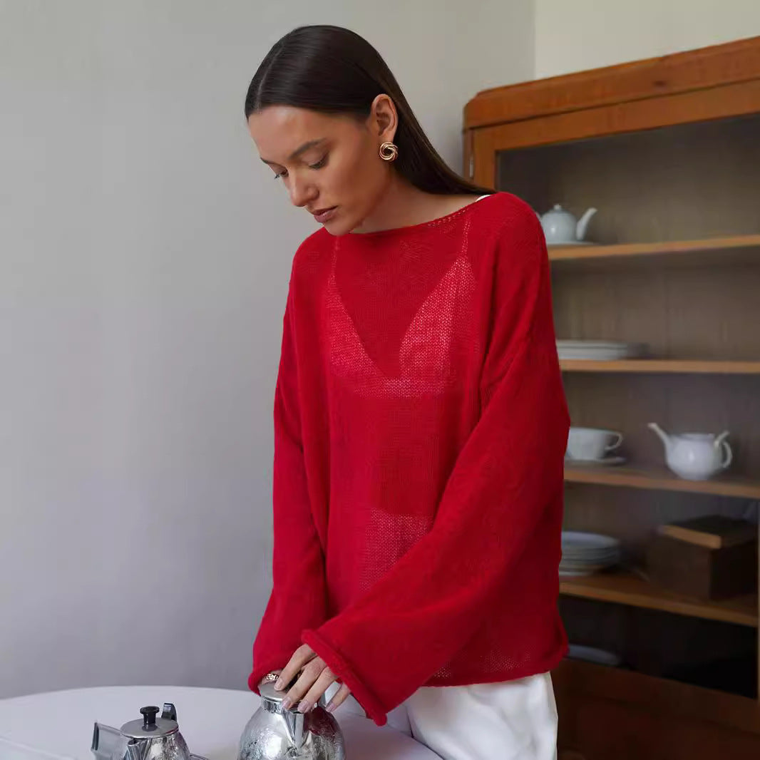 Damen Strickpullover Weit Norvielle Luftig
