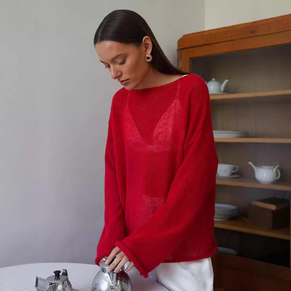 Damen Strickpullover Weit Norvielle Luftig