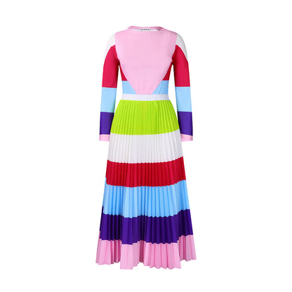 Damen Maxikleid mit Grafikdesign und Plissee-Optik Norvielle