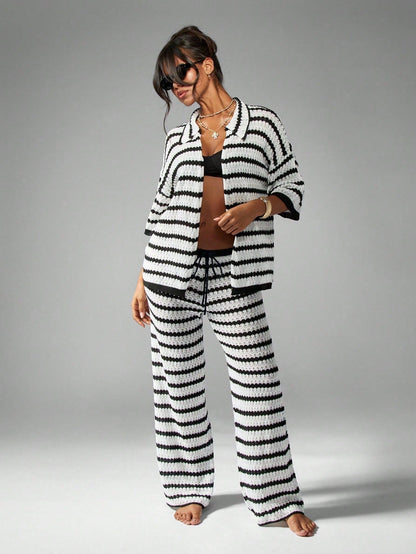 Damen Streifen Loungewear Set Norvielle