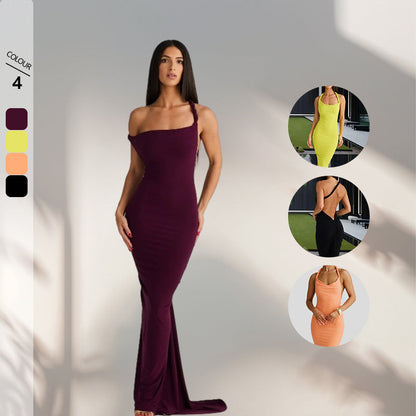 Damen Abendkleid Figurbetont Halterdesign schwingender Saum - Norvielle