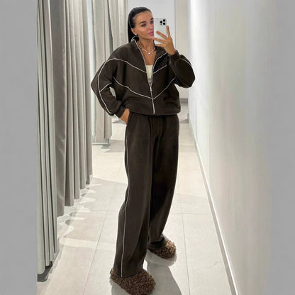 Damen Freizeit-Loungewear-Set Langärmlig Reißverschluss Norvielle