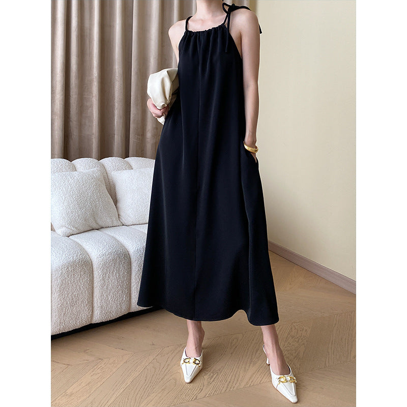 Damen Maxikleid mit Streifen und Trägern Weiß