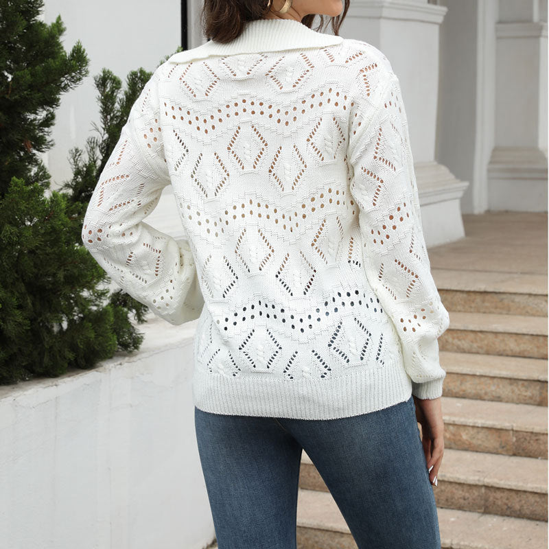 Damen Strickpullover Pikee-Muster Luftig Norvielle