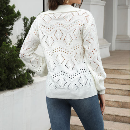 Damen Strickpullover Pikee-Muster Luftig Norvielle