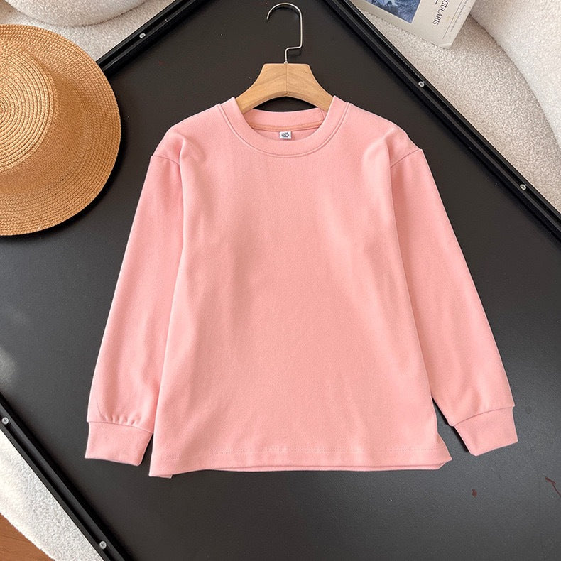 Damen Langarmshirt Rundhals Baumwolle Beige