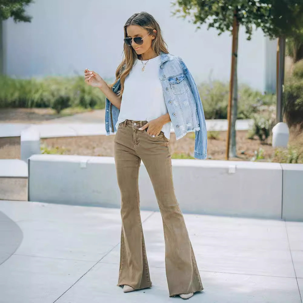 Damen High-Waist Flare Jeans Lang Norvielle
