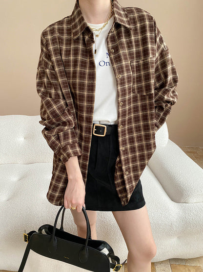 Damen Karobluse Oversized Schnitt Feine Details Norvielle