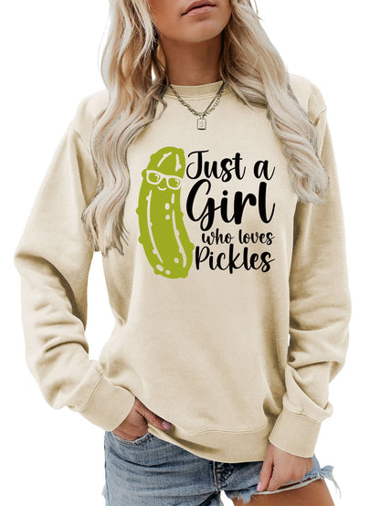 Damen Sweatshirt Gurkenmotiv Lässig Grün Norvielle