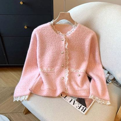 Damen Strickjacke mit Perlen und Spitzen Norvielle