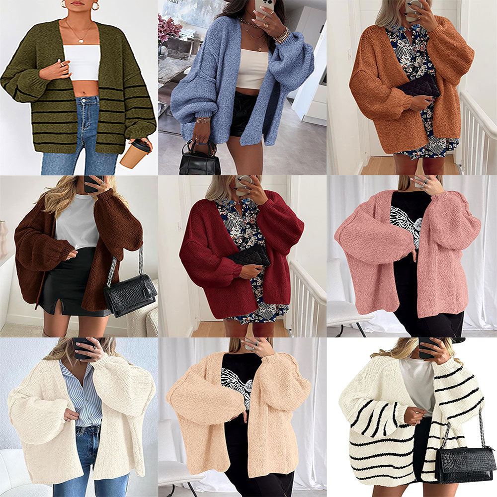Damen Strickjacke Voluminöse Ärmel Norvielle