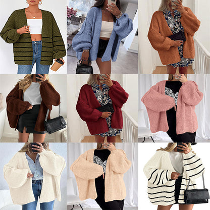 Damen Strickjacke Voluminöse Ärmel Norvielle