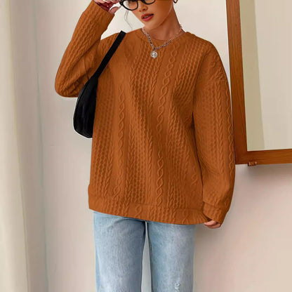 Damen Strickpullover Strukturierter Look Lässig Beige