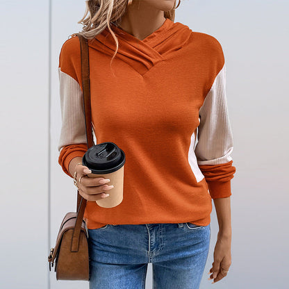 Damen Kapuzenpullover Strukturierte Ärmel V-Ausschnitt Beige Norvielle