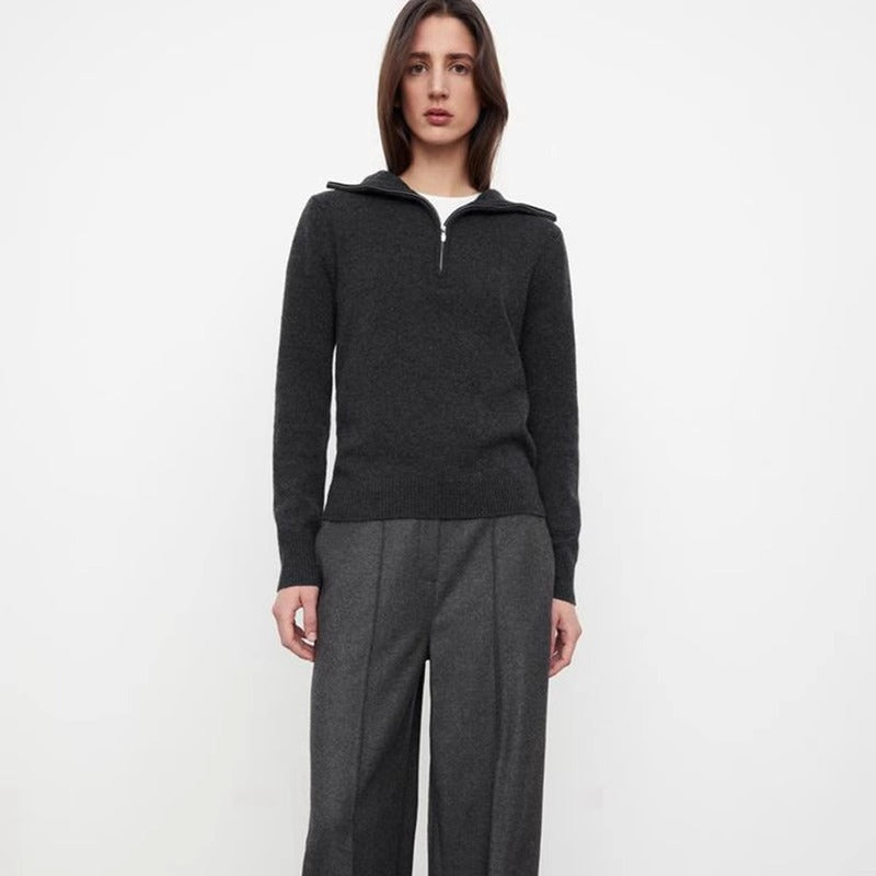 Damen Strickpullover mit Kapuze und Reißverschluss Norvielle