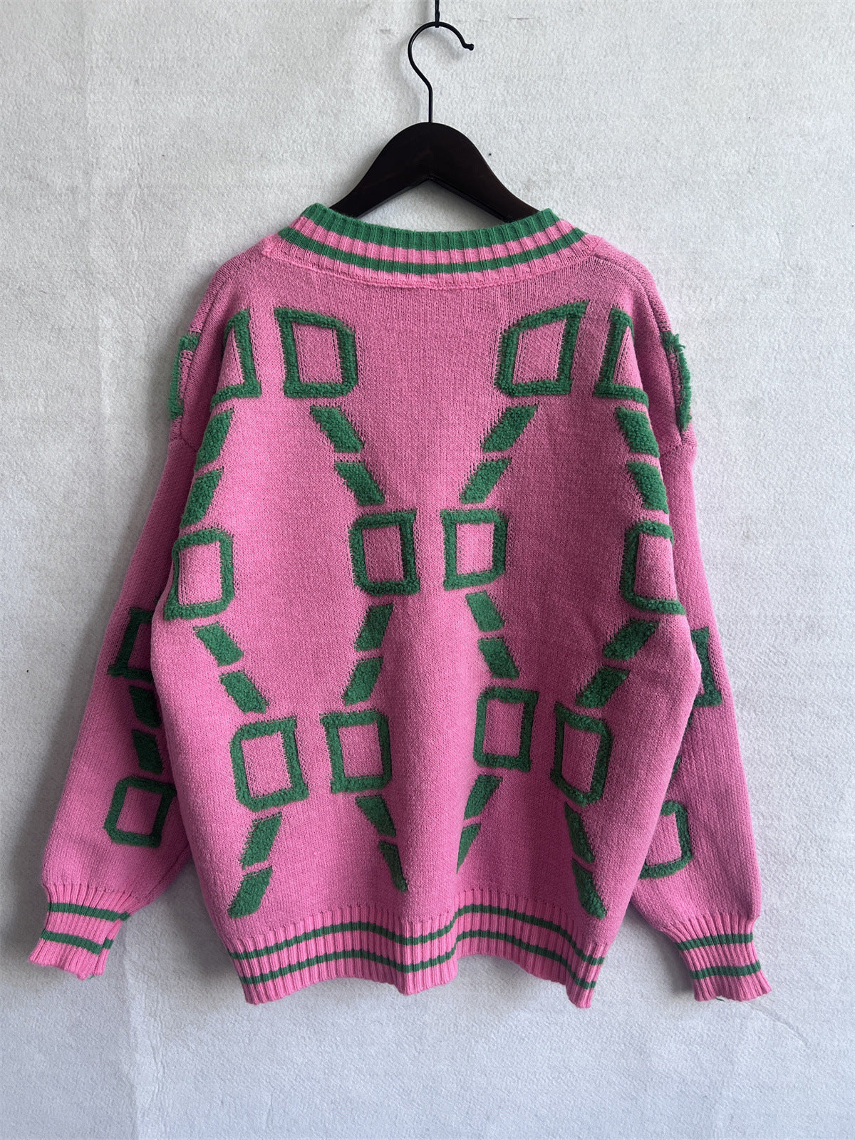Casual V-Ausschnitt Cardigan Farbkontrast Strick