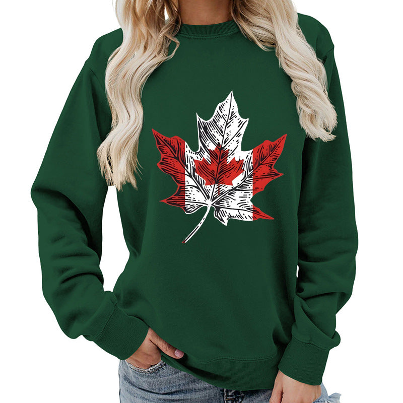 Damen Sweatshirt Ahornblatt-Motiv Gemütlich Norvielle